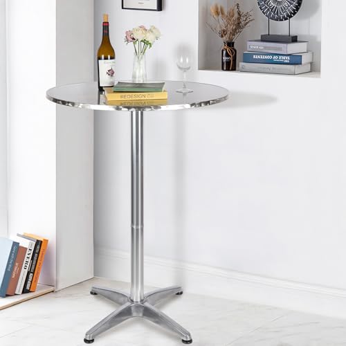 REDCAMP 32" Cocktail Table with Black Cover, 2 Pack Round Bar Table Pub Table for Parties Restaurant, 30" /43" Two Heights Adjustable - color: Black Cover Set, 2, size: 32" Round Table