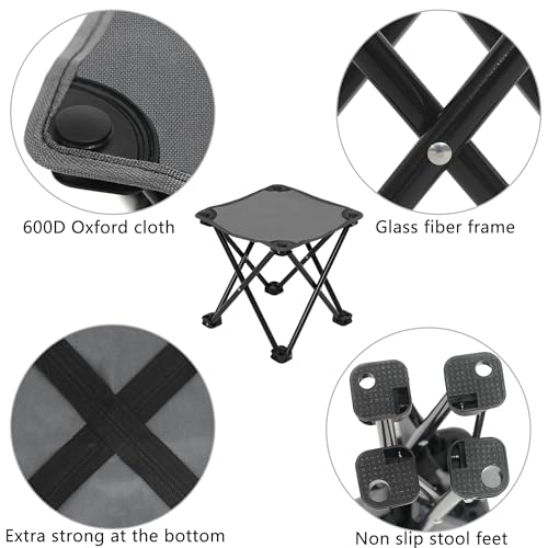 Wind Tour Portable Folding Camping Stool Outdoor Camping Lightweight Samll Chair for Fishing Hiking Gardening and Beach with Carry Bag (Medium Grey -2) - color: Medium Grey -2