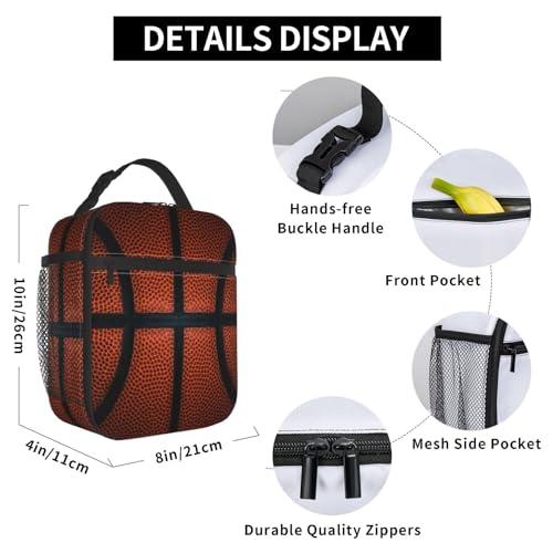 Basketball Ball Sport Appearance Insulated Lunch Bag Portable Reusable Zipper Lunch Box For Men Women Work Picnic Travel Camping - color: Black37