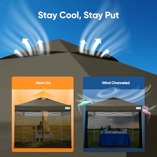 Quictent 10x10 Pop Up Screened Canopy Tent, Instant Setup for 1 Person with Netting, Portable & Compact, Waterproof & UV Protection, Ideal for Camping, Beach, Parties, and Outdoor Events - color: Dark Taupe