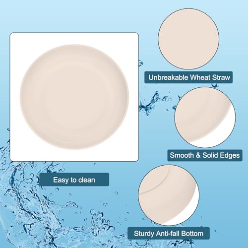 uxcell 8Pcs Plastic Plates Set, 10 Inch Unbreakable Dinner Plates Set Plastic Plates Reusable Dishwasher & Microwave Safe for Restaurants Kitchen Food Outdoor Camping, Ash Gray - color: Beige, size: 10"