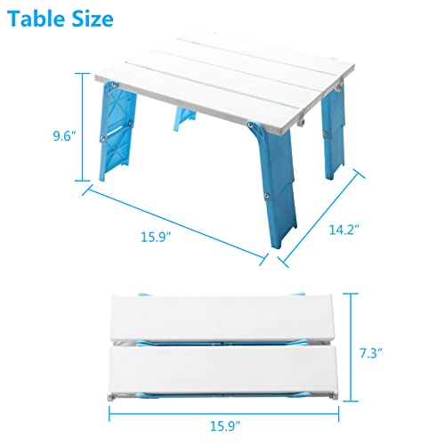 Modern-Depo 15.9"x14.2"x9.6" Large Portable Folding Beach Table for Sand Foldable Height Adjustable Side Table Desk for Camping Picnic BBQ with Carry Bag, Cyan - color: Cyan