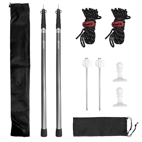 GEEWAY 2 Pcs 10FT Tarp Poles for Camping, Heavy Duty Telescoping Tent Pole, Aluminum Adjustable Tent Poles for Outdoor Activity, Wilderness Adventure and RV Travel (Grey) - color: 10ft-grey