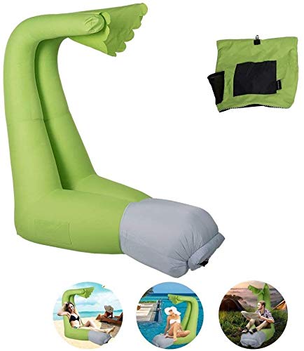 Inflatable Air Lounger with Sun Canopy and Carry Bag Sunshade Easy Blow Up Hangout Couch for Indoor and Outdoor for Beach Pool Picnic Camping
