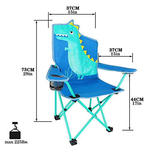 KABOER Kids Outdoor Folding Lawn and Camping Chair with Cup Holder and Carrying Bag, Children's Camping Chairs - color: Dinosaur