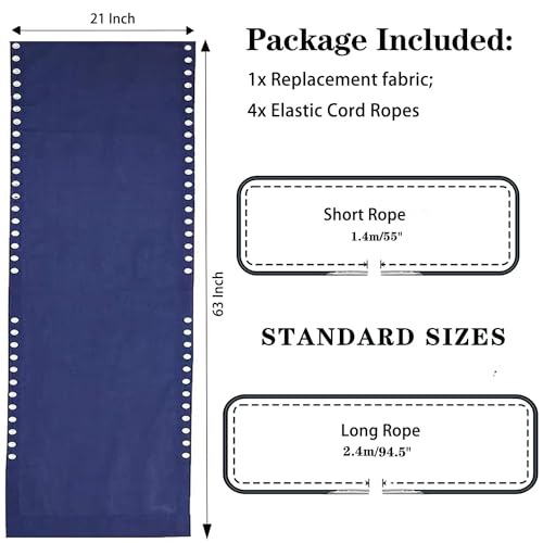 Zero Gravity Chair Replacement Fabric with Bungee Cord Kit, 21 Inch Wide Repair Cloth with Replacement Cord for Oversized XL Anti Gravity Chairs Outdoor Recliner Lounge Lawn Sling Chairs, Blue