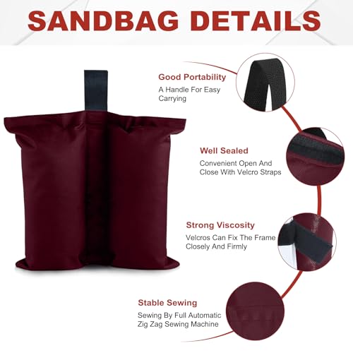 ABCCANOPY Canopy Weights 120 LBS Tent Sand Bags,4-Pack Burgundy (Without Sand) - color: Burgundy, size: 120 LBS