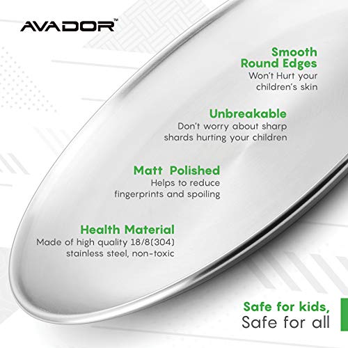 Avador® 18/8 Stainless Steel Products for Dining | Camping | Outdoor BPA Free Dishwasher Safe (Set of 4 Round Plates) - color: Set of 4 Round Plates