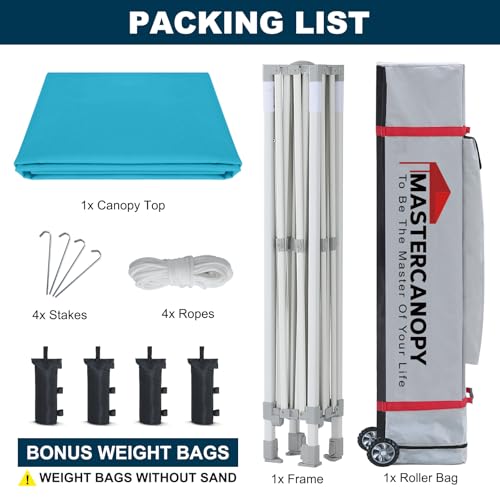 MASTERCANOPY Pop Up Canopy Tent Commercial Grade 10x10 Instant Shelter (Sky Blue) - color: Sky Blue, size: 10x10