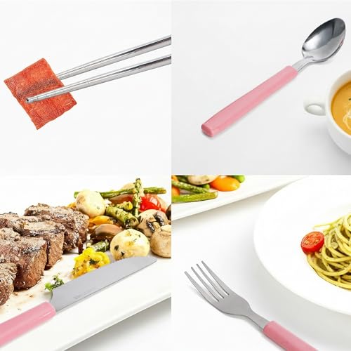 Nicunom 9 Pack Reusable Travel Utensils with Case, Portable Stainless Steel Flatware Set, Knife Fork Spoon Chopsticks, for Camping Lunch Box Picnic
