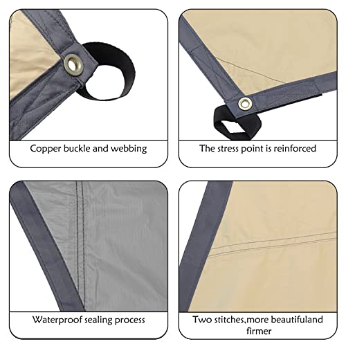 16x16 ft Large Camping Tarp Waterproof Hammock Rain Fly Camping Awning Sun Shelter Khaki (Without Pole) (Khaki) - color: Khaki