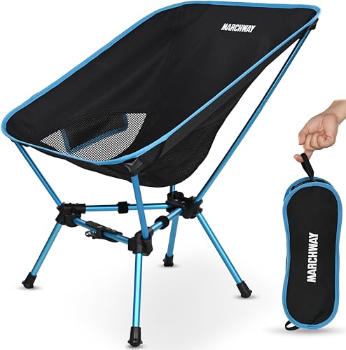 MARCHWAY Lightweight Folding Camping Chair with Spring Lock, Stable Compact Portable for Outdoor Camp, Travel, Beach, Picnic, Festival, Hiking, Backpacking (Lowback Blue) - color: Lowback Blue
