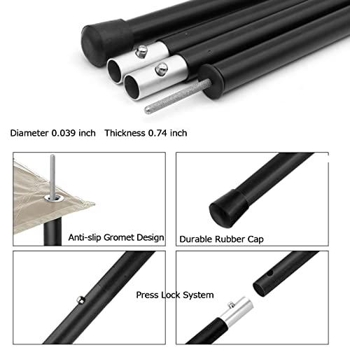 SANLIKE Aluminum Tent Poles for Tarp, 60inch, 2 Sets (4 Sections), Black, Waterproof, Camping - color: Black-4 Sections
