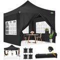 COBIZI 10x10 Pop Up Canopy with Sidewalls Heavy Duty Party Tent with Removable Awning Easy Up Outdoor Canopy Wedding, All Season Windproof&Waterproof with Roller Bag UPF 50+, Black - color: Black, size: 10x10 With 4 Sidewalls