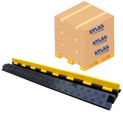 Kable Kontrol Atlas Heavy Duty Cable Protector Ramp - 1 Channel Bulk Wholesale Pallet - 50 Pcs - 39" Long Black & Yellow - 24,000 Lbs Capacity - Rubber Speed Bump Wire Protector Cord Cover - CP9896 - size: 1 Channel - 50 Units