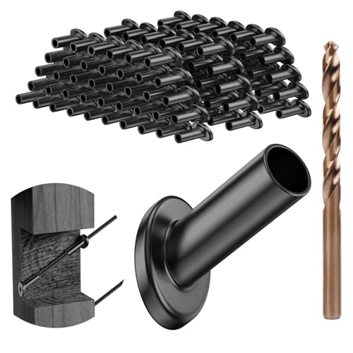 BLIKA 40 Pack 25 30 35 Degree Black Cable Railing Angle Beveled Protector Sleeves for 1/8" 5/32" 3/16", T316 Stainless Steel, Angle Protector Sleeves Stair Cable Railing Hardware Kit for Wood Posts - size: 3/16"