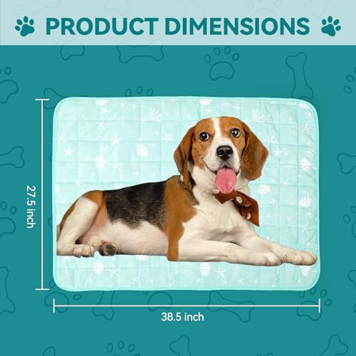 SUPRIY Pet Cooling Mat for Dogs & Cats - Qmax 0.4 Waterproof Cooling Pad, Summer Heat Relief Mat with Japanese Polyester Tech, 3 Sizes Indoor/Outdoor Use (27.5 * 38.5, Blue Ocean) - size: 27.5*38.5