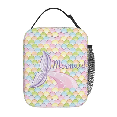 Mermaid Tail Colorful Galaxy Blue Insulated Lunch Bag Portable Reusable Zipper Lunch Box For Men Women Work Picnic Travel Camping - color: Black13