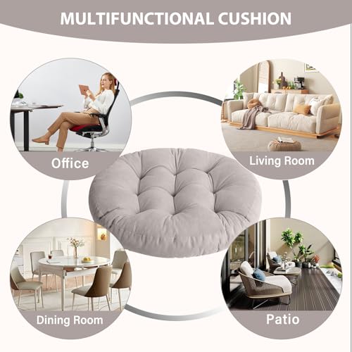 Tiita Outdoor Cushions Square Floor Pillow Thicken Tufted Seat Pad Large Floor Cushion for Yoga Meditation Living Room - color: Round|grey, size: 1 Count (Pack of 1)