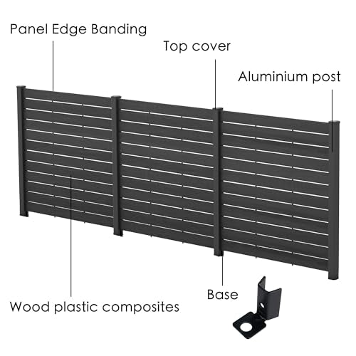Kozyard 50" W x 48" H Privacy Screens Fence Panel Specifically for Hard Surfaces, Aluminum Post, Air Conditioner Fence Panels, Pool Equipment Enclosure, Trash Can Screens Fence with Base G*9PCS - color: 3Panels/Hard Surfaces