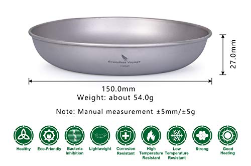 iBasingo Titanium Pan Dish Plate with Carry Mesh Bag Ultralight for Outdoor Camping Tableware Cookware Mess Kit A-Ti1102T - color: M- Ti1102T