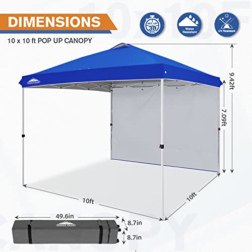 EAGLE PEAK Commercial Canopy 10x10 Pop Up Canopy Tent with 1 Sidewall, Easy Setup Heavy Duty Instant Event Shelter for Vendors & Markets, Outdoor Sun Shade, Blue - color: Blue, size: 10x10