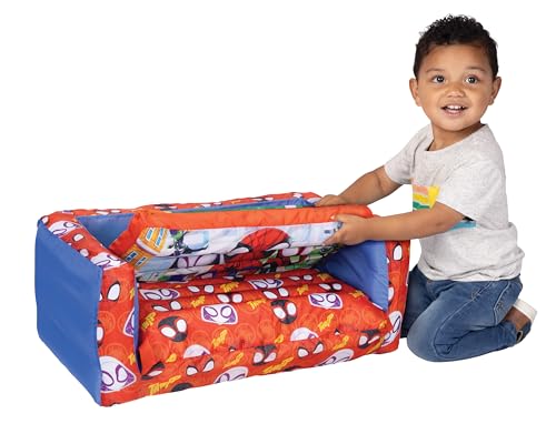 Spidey and his Amazing Friends 2-in-1 Inflatable Sofa Bed, Kids Sofa Couch Fold Out, Foldable Chair Lounger for Toddlers and Kids