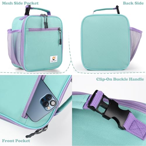 CaCTOUR Lunch Box Kids,2 Packs Insulated Lunch Bag for Girls Boys,Soft Bag Mini Cooler Back to School Thermal Reusable Lunch Bag for Work School Picnic（Light Green & Pink - color: 2pk Light Green+Pink