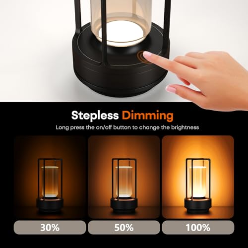 Portable Metal Table Lamp for Indoor/Outdoor ,Rechargeable Cordless LED Lamp, 3-Colour Infinitely Dimming Battery Powered Small Desk Lamp, Restaurant/Bedroom/Bar/Coffee/Camping Light (Black Set of 2) - color: Black Set of 2