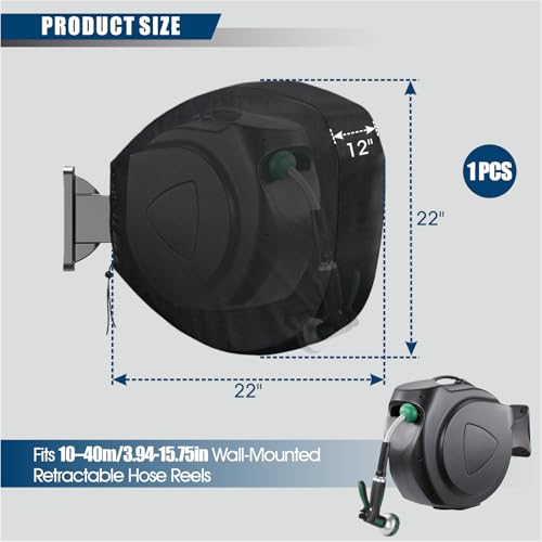 Garden Hose Reel Cover, Heavy-Duty 420D Waterproof UV-Resistant Oxford Protector, Fits 10–40m（3.94-15.75 in） hose Wall-Mounted Hose Reels (Circle) - style: Circle
