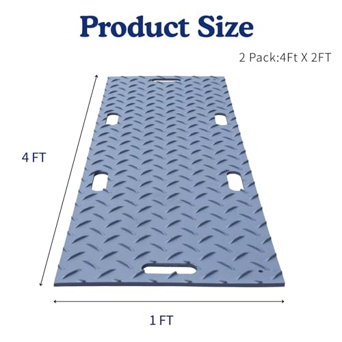 2 Pack 2'x4' Ground Interlocking Protection Mats, Ergonomic Portable Handles, High Load Capacity Ground Mats for Lawn, Dirt
