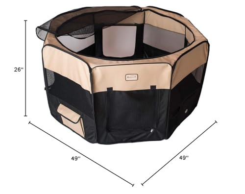 Armarkat Model PP003BGE-XL Portable Pet Playpen in Black and Beige Combo, Extra Large