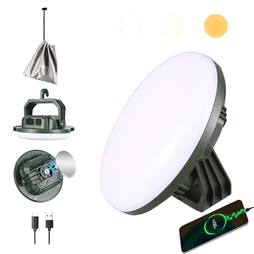 VAVOFO 15,000mAh 4000LM LED Camping Lantern Rechargeable, 3 Lighting Modes Portable Tent Light with Magnet, IP65 Waterproof Hanging Light for Emergencies, Power Outages ,Hurricane(Green) - size: 42W Pro(Green)