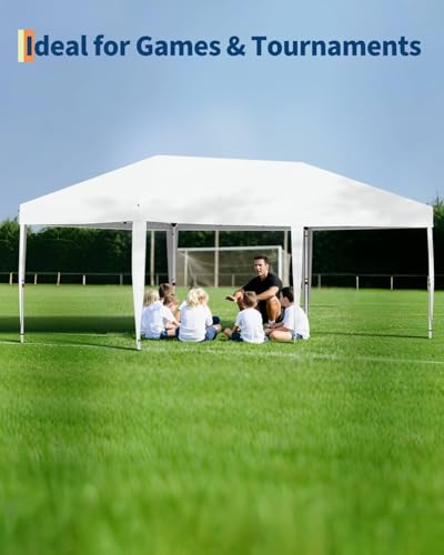 10X20 Pop Up Canopy Tent with 6 Sidewalls – Heavy Duty Commercial Instant Shelter, One-Person Quick Setup Outdoor Party Tent, Water-Resistant & Portable, White - color: White