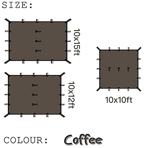 KALINCO Tent Tarp, Picnic Mat Camping Tarp Tent Hammock Tarp, pu Waterproof Camping tarp Tent Rain Fly Picnic Mat Survival Shelter Sunshade - color: Coffee, size: 10x10ft