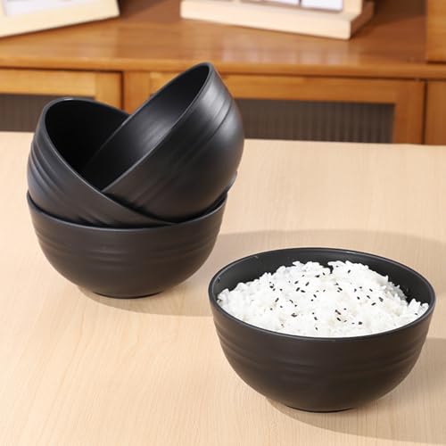 Unbreakable Wheat Straw Cereal Bowls Set of 6, 24 oz Microwave and Dishwasher Safe Lightweight Soup and Salad Bowl Sets, Reusable Dessert Bowls for Rice, Pasta, Snack, Fruit, BPA Free (Black) - color: 6 Black