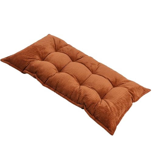 Tufted Floor Cushion – Plush Corduroy Floor Pillow for Reading, Meditation and Yoga – Soft Cozy Window Seat Cushion for Living Room and Bedroom for Adults and Kids - Made in EU (Terracotta, Small) - color: Earthy Terracotta, size: Small — 39×21.5 in (100×