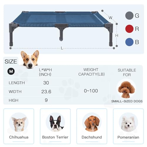 suddus Elevated Dog Bed Waterproof Outdoor, Portable Raised Dog Bed, Dog Beds Off the Floor, Dogs Bed Easy Clean Indoor or Outdoor Use, Medium, Blue - color: Blue, size: M (30"Lx 23"Wx6.3"H)