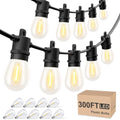 Svater Outdoor String Lights 300 FT, Patio Lights for Outside with Shatterproof Bulbs, Waterproof IP65 Commercial Hanging Light for Backyard Porch Balcony Bistro Party 3X100 FT - size: 300ft