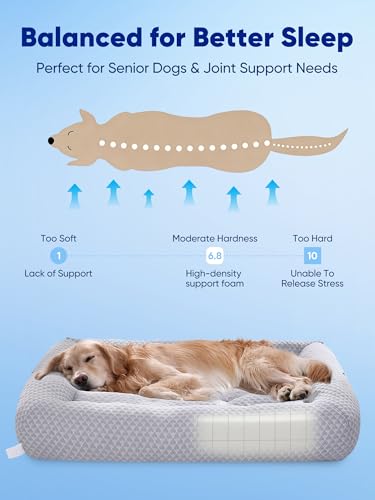 Rywell 3-in-1 Cooling Dog Beds Large Sized Dog, Dog Cooling Mat with Arc-Chill Tech (Q-Max>0.5), Dog Crate Pad for Summer, Non-Slip & Fully Machine Washable, Gift for Dog Lovers, 43" x 31", Grey - size: X-Large