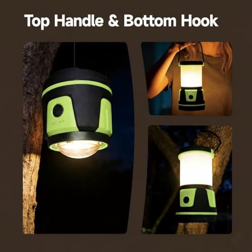 Rechargeable LED Lantern - 3000 Lumens, 5 Light Modes, IP54 Waterproof, 7500mAh Battery, Portable Flashlight for Camping, Hiking, Power Outages & Emergencie (Green) - color: Green