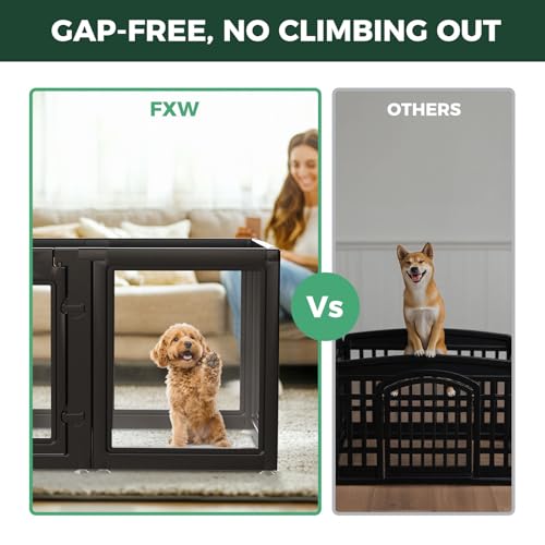 FXW AuraSpace Acrylic Indoor Dog Playpen for Puppies and Small Dogs, 24 Inch, 10 Panels, Black - color: Black, size: 24"H