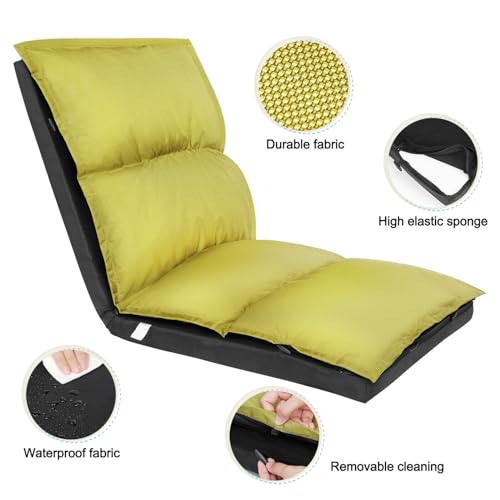 XK Foldable Camping Floor Lounge Padded Chair Couch for Outdoor Travel - color: Green