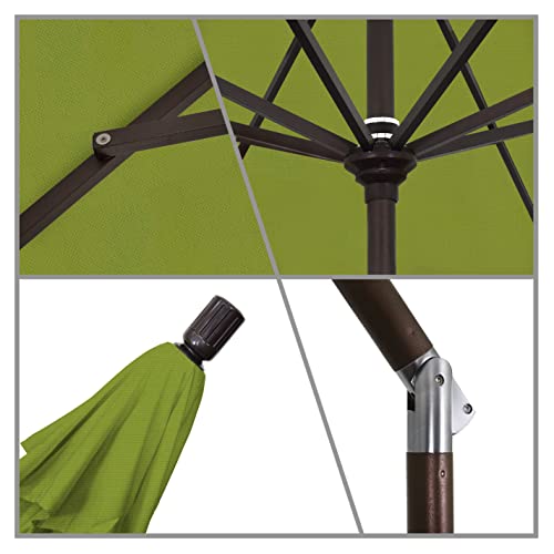 California Umbrella 9' Round Aluminum Patio Umbrella, Crank Lift, Collar Tilt, Bronze Pole, Kiwi Olefin - color: Kiwi