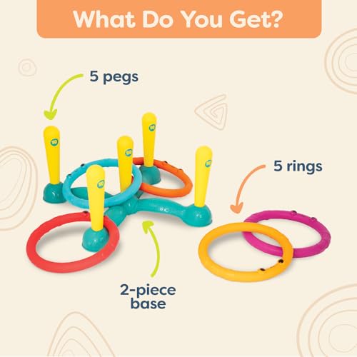B. toys – Ring Toss Game – Indoor & Outdoor – Sling – a – Ring Toss – 12 Pieces – 5 Pegs & 5 Colorful Rings – for Toddlers, Kids – 3+ Years - style: Ring Toss Game