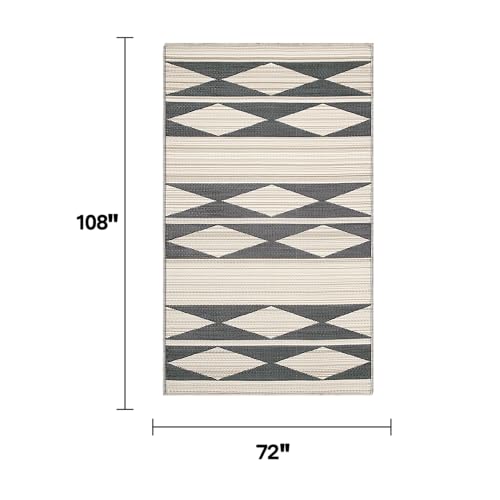 Fab Habitat Outdoor Rug - Waterproof, Fade Resistant, Crease-Free - Premium Recycled Plastic - Neutral Geometric Tribal - Large Patio, Deck, Sunroom, Camping, RV - Cairo - Natural & Black - 6 x 9 ft - color: Cairo - Natural & Black, size: 6' x 9' (Rectang