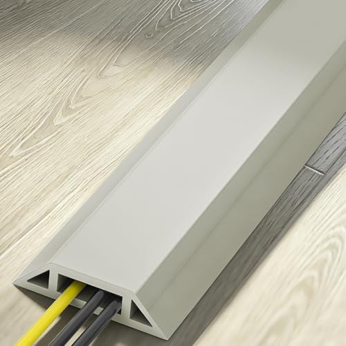 Eapele Floor Cord Cover 10ft Cord Covers for Wires on Floor, Heavy Duty Extension Cord Cover, Rubber Floor Cable Cover, Prevent Trip Hazard for Sidewalk Home Office Outdoor or Indoor Settings - color: Cool Beige, size: 10 feet-1pc