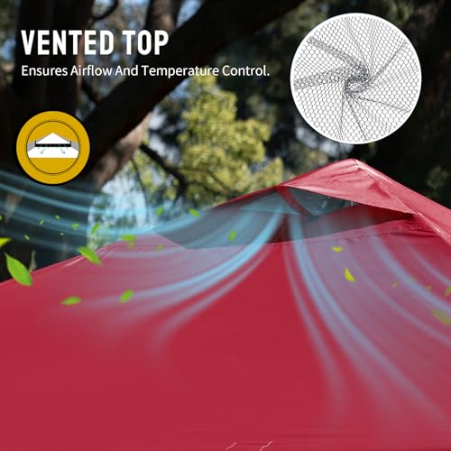 CROWN SHADES 12x12 Pop Up Canopy Outside Canopy, Patented One Push Tent Canopy with Wheeled Carry Bag, Bonus 8 Stakes and 4 Ropes, Red - color: Red, size: 12x12