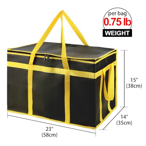 Bodaon Insulated Food Delivery Bag, XXXL Pizza Delivery Bags for Hot and Cold Food, Commercial, Large Capacity Reusable Warming Bag, Catering Cooler Bag for Catering (Black-Yellow Edge, 1Pk) - color: Black-Yellow Edge, size: XXX-Large