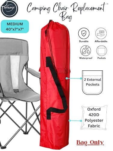 Replacement Bag for Folding Camping Chair, Portable Camp Chair, Hammock, Yoga Mat, Umbrella, Tents, Tripods, Fishing Poles - 420D Oxford Polyester Fabric - color: Red, size: Medium 40"x7"x7"